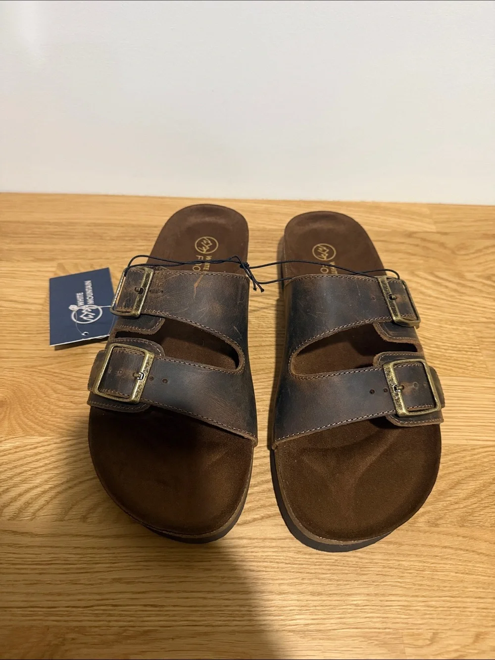 White Mountain Hampton Leather Slide Sandals